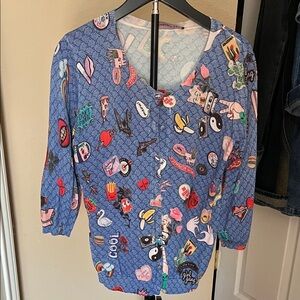 Blue Graphic Print Top